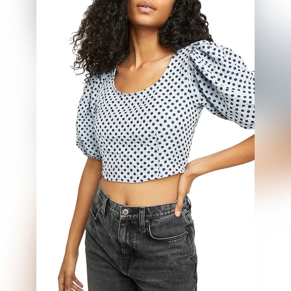 Free People puff sleeves crop top size 6 BNWT